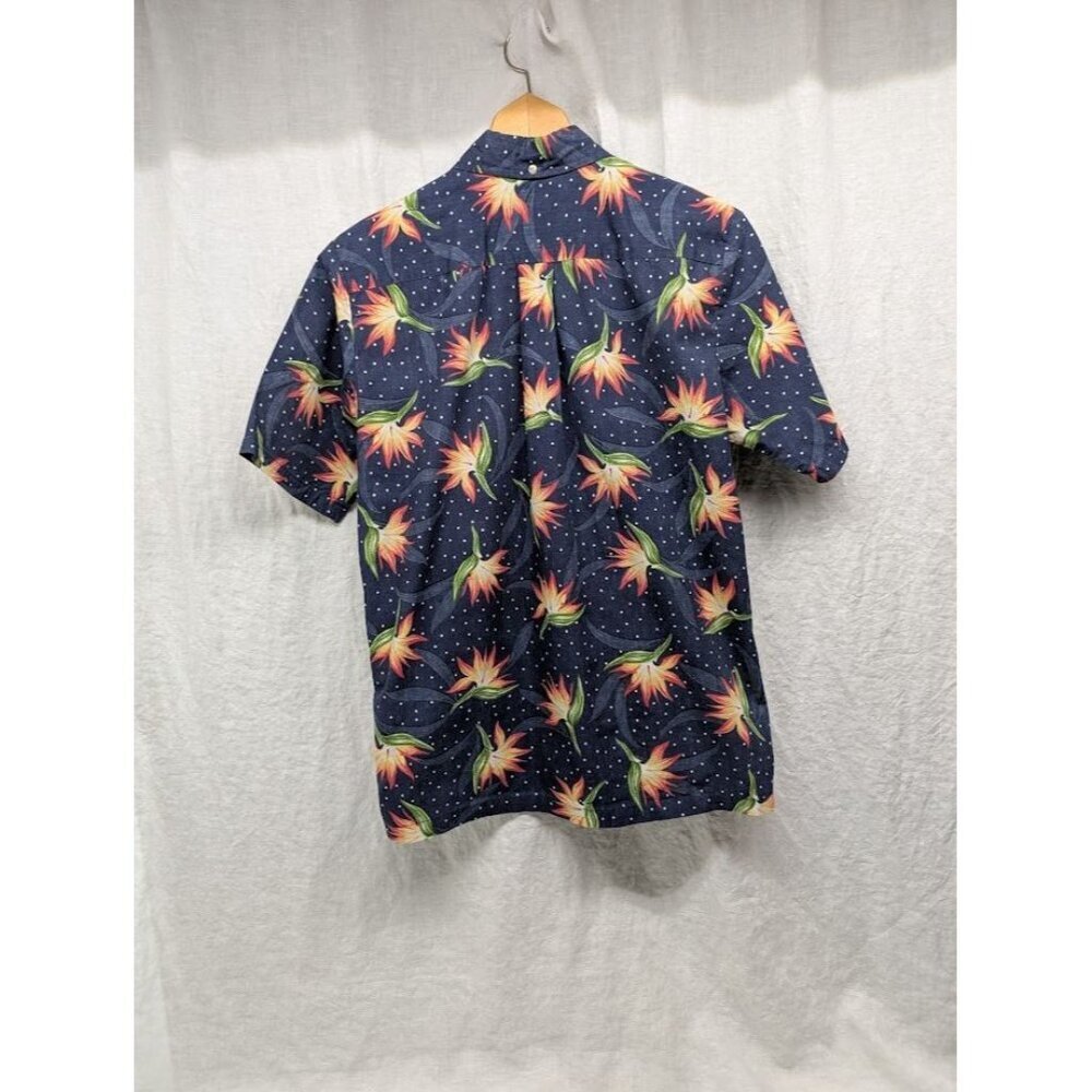 Original Avanti sz small bird of paradise navy blue polka dot Hawaiian shirt O9 - Picture 4 of 7